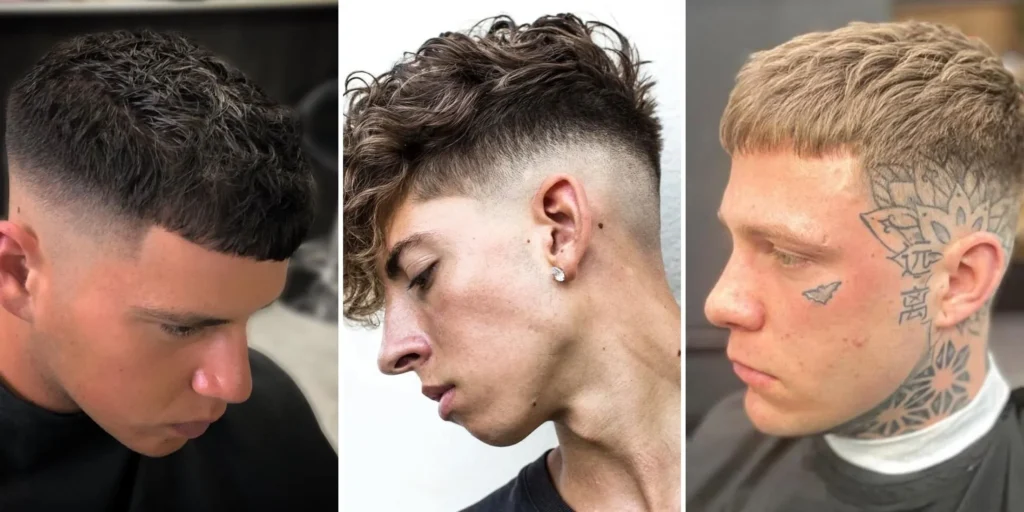 Man styling a textured crop with lightweight hair product to enhance layered definition.