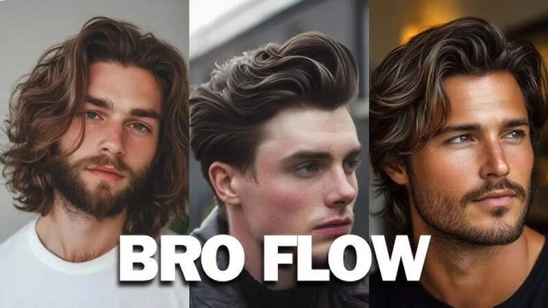 Stylish bro flow hairstyle for men, combining ease with a relaxed finish.