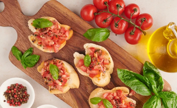 Bruschetta with Tomato, Basil, and Garlic-dinner party food ideas