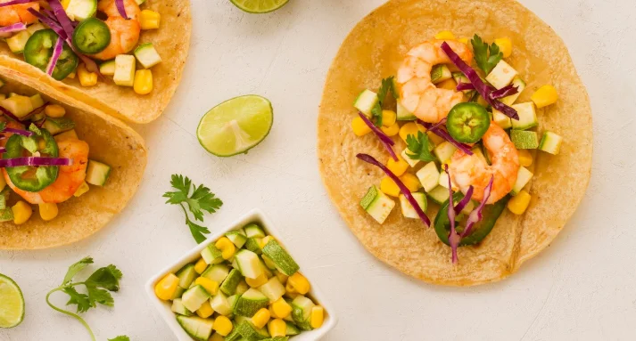 Shrimp Tacos with Avocado Crema