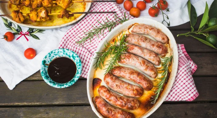 Spinach Dip, Swedish Meatballs, and BBQ Sausages