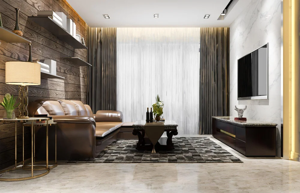 Textures and Layers in Living Room Luxury Interior Design