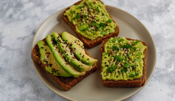 Avocado open toast with avocado slices-good ideas for brunch