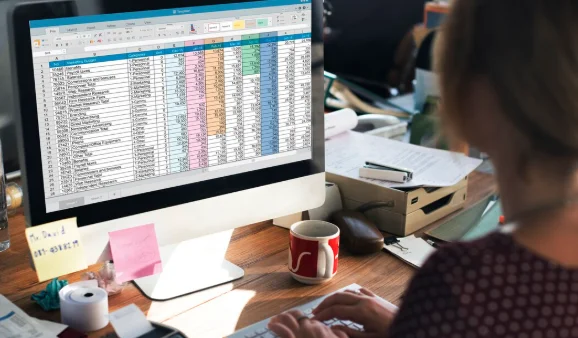 Spreadsheet document information financial startup concept-budget calculator