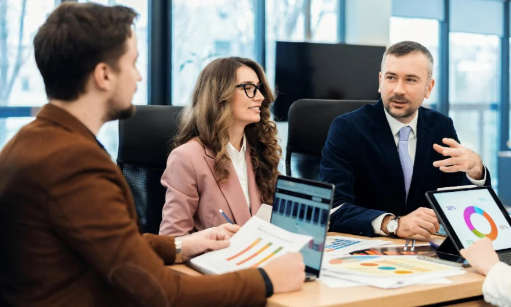 Business owner meeting with a marketing consultant