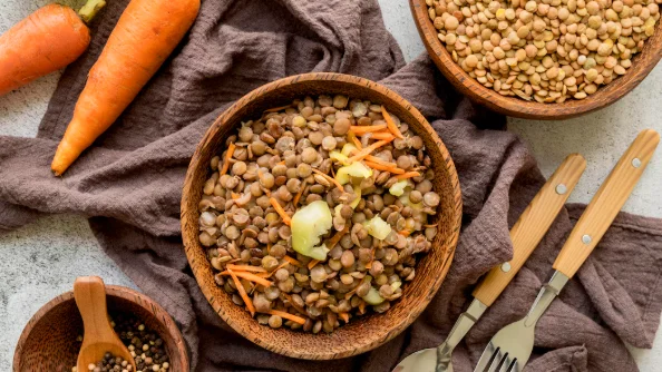 Top view of delicious healthy food-cheap meatless recipes