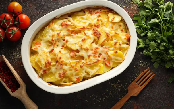 tasty and delicious homemade food potato casserole