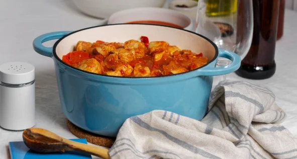 High angle delicious goulash on table
