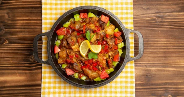 cooked vegetable meal with meat-crockpot meal prep