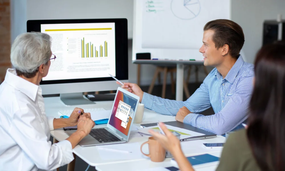 Digital marketing team analyzing competitor SEO data using premium tools