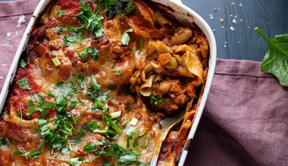 Classic italian lasagna with meat and vegetables