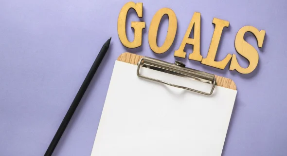 New year composition with letter forming the word goals