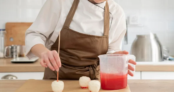 Medium shot woman preparing dessert-cheap pasta recipes