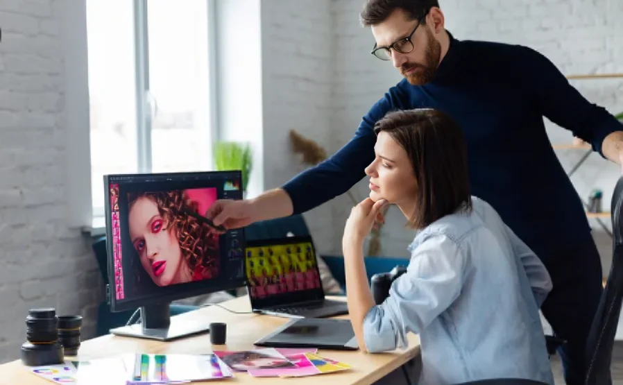 man tell to her partner the benefits of Using AI Image Generators