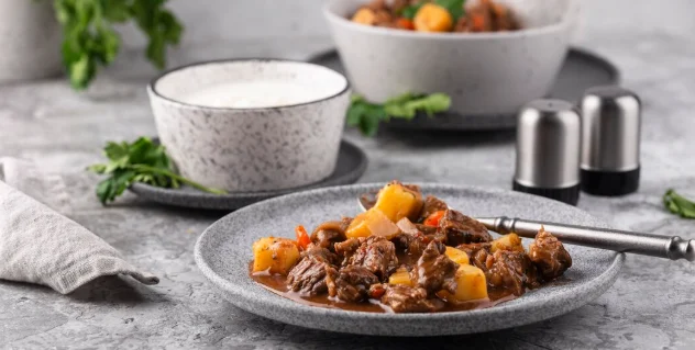 Delicious goulash ready for dinner-cheap slow cooker meals