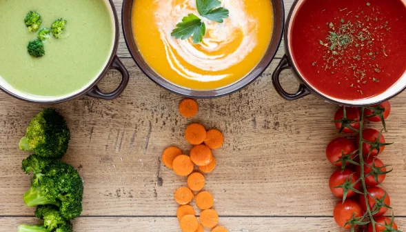 Veggies cream soups and ingredients assortment-cheap veggie dishes