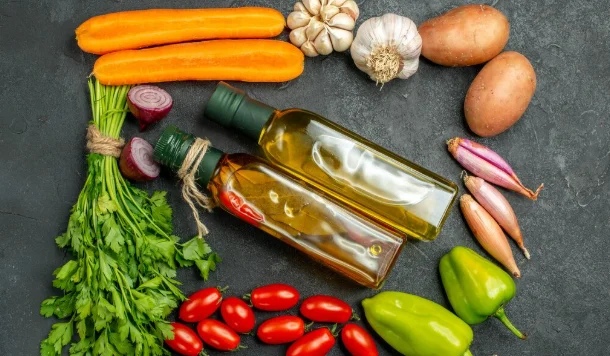 vegetables in square and with oil bottles in the cente-cheap easy crock pot meals