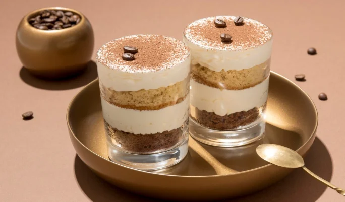 Tiramisu Cups with Espresso and Cocoa Dust-dinner recipes for dinner party
