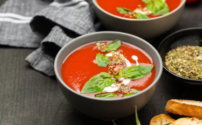 Tomato Basil Soup with Grilled Cheese