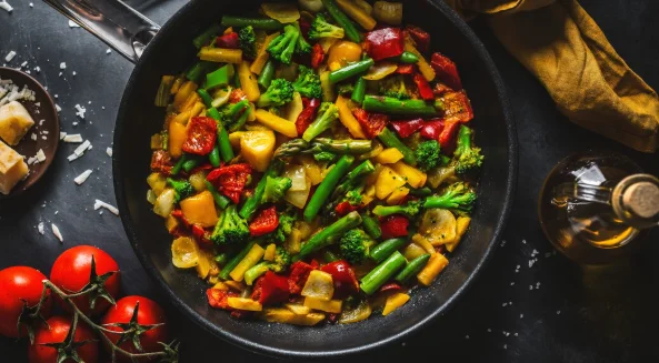 Fried vegetables with sauce on pan-cheap pasta dishes