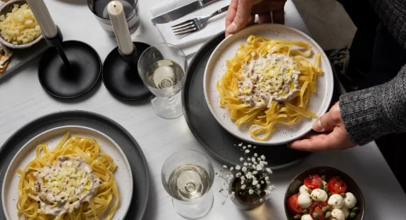 Tasty pasta on plate top view-easy dinner recipes for family