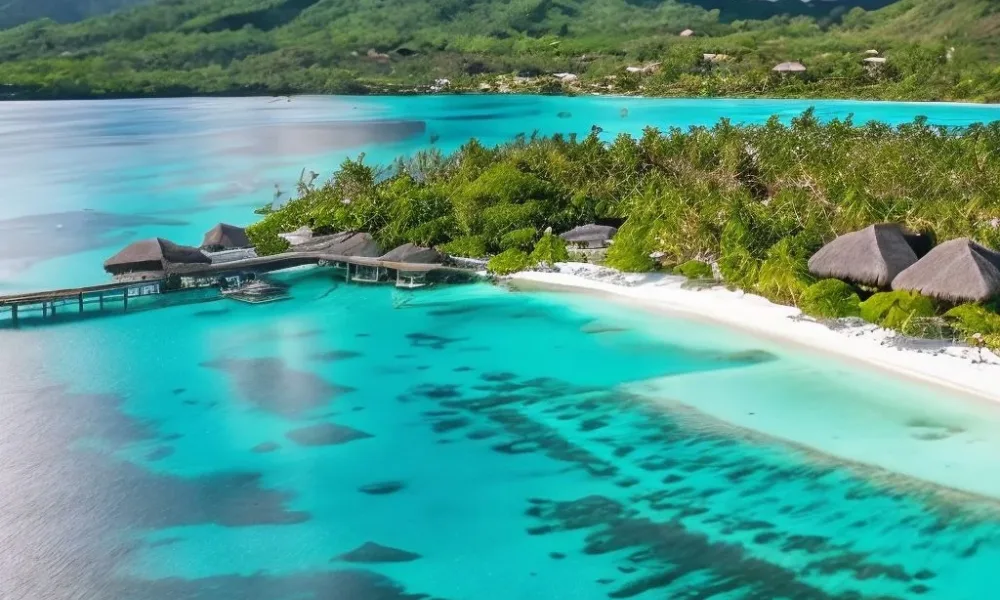 Luxury overwater island resort surrounded by clear blue waters for Most Exclusive Travel Destinations.