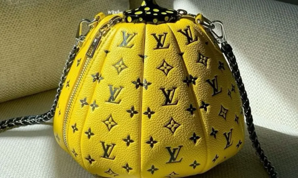  Bright yellow Louis Vuitton x Yayoi Kusama Pumpkin bag, one of the most expensive handbags. 