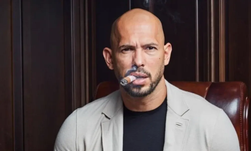  Andrew Tate portrait with cigar for Andrew Tate Net Worth 2026.