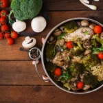 Chicken fillet with vegetables steamed. dietary menu. proper nutrition