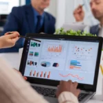 B2B marketers using SEO tools to analyze search rankings and website traffic