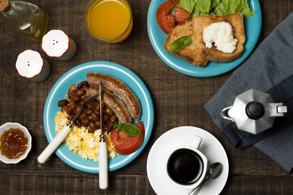 Top view delicious breakfast