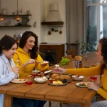 Medium shot women with delicious food