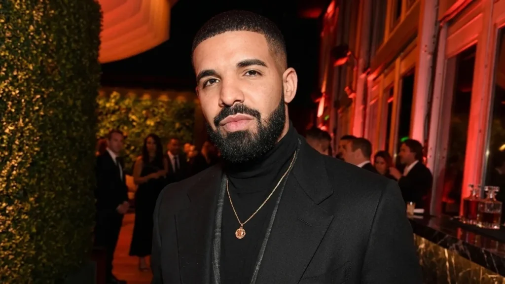 Close-up portrait of music artist Drake for drake wealth in 2026.